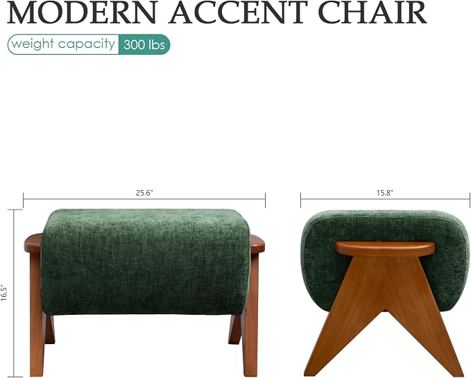 Linen Padded footstools Mid Century Modern Ottoman - Image 2