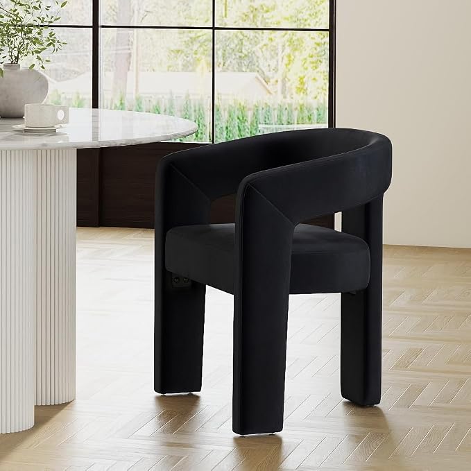 RIVOVA Modern Barrel Dining Chair, Velvet Upholstered Accent Side Chair by RIVOVA