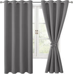 Blackout Curtains for Bedroom, 52 x 63 Inches Length, Light Grey | Thermal by Hiasan