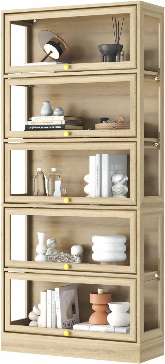 Display Cabinet with Acrylic Glass Doors, 5-Tiers Curio Cabinet with LED - Image 9