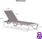 PURPLE LEAF Patio Chaise Lounge Chair Outside Aluminum Plastic Stackable - Image 2