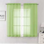 Lime Sheer Curtains 63 Inch Length 2 Pcs, Lightweight Solid Transparent Window by Lecloud