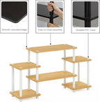Furinno Turn-N-Tube No Tools Entertainment TV Stands, Beech/White, Square Corner - Image 5