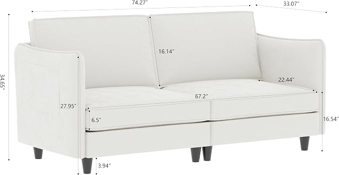 Ball & Cast 74" Mid-Century Modern Loveseat Sofa - Image 2