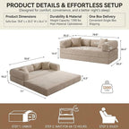 78" 4-in-1 Convertible Sofa Bed, Boneless Corduroy Sleeper Couch - Image 2