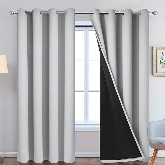 Yakamok Light Grey 100% Blackout Curtains 84 Inches Long 52" Wide 2 Panel | by Yakamok