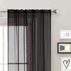 SpaceDresser Basic Rod Pocket Sheer Voile Window Curtain Panels Black 1 Pair 2 - Image 3