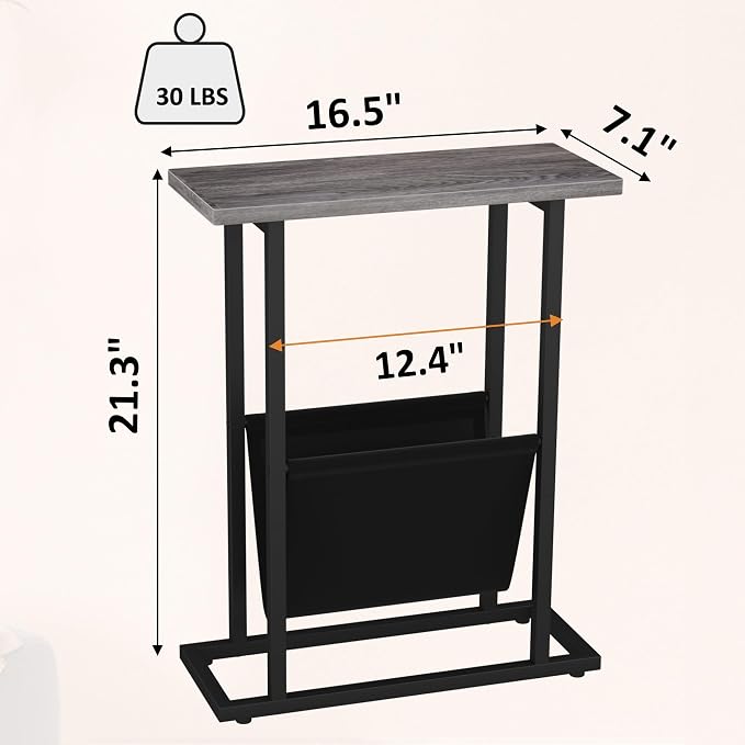 Yusong Narrow Side Table for Small Spaces, Small End Table - Image 3