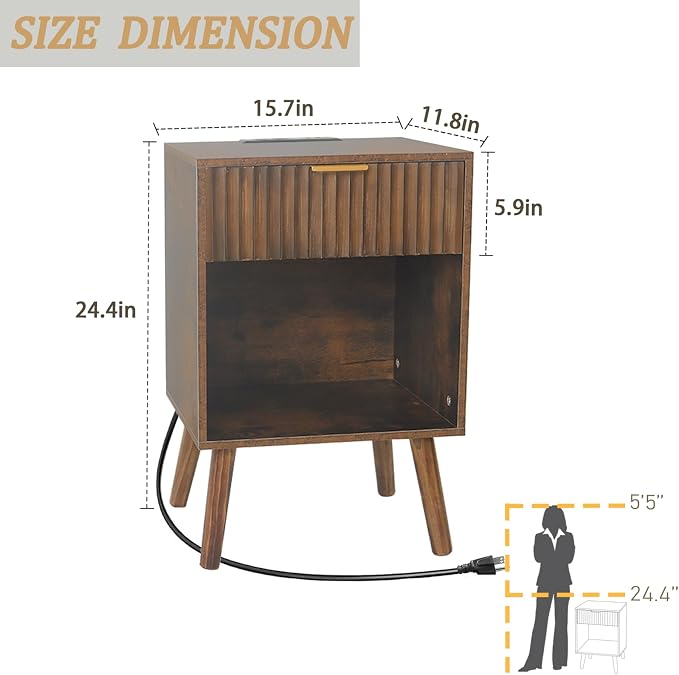 Fultyle Mid Century Modern Nightstand - Image 4