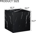 16'' Cube Coffee Table with Marble Stone Pattern, Square No Assembly End Table - Image 2