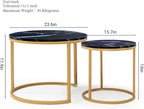 Homy Casa 23.6inch Round Coffee Table Set of 2, Modern Nesting Coffee Tables - Image 2