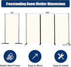 Room Divider 6FT Portable Room Dividers and Folding Privacy Screens, 3 Panel - Image 6
