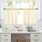 MIULEE Cream Beige Short Sheer Curtains 2 Panels, 29 x 30 Inches | Rod Pocket - Image 7