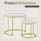 Otterease Nesting Tables Set of 2, Round Coffee Table, Small Nesting Coffee - Image 2