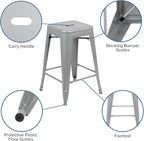 Flash Furniture Lily 24" High Metal Counter-Height, Indoor Bar Stool in Silver - Image 7