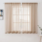 MIULEE 2 Panels Sheer Curtains for Living Room 54 X 54 Inches Brown | Sheer by MIULEE