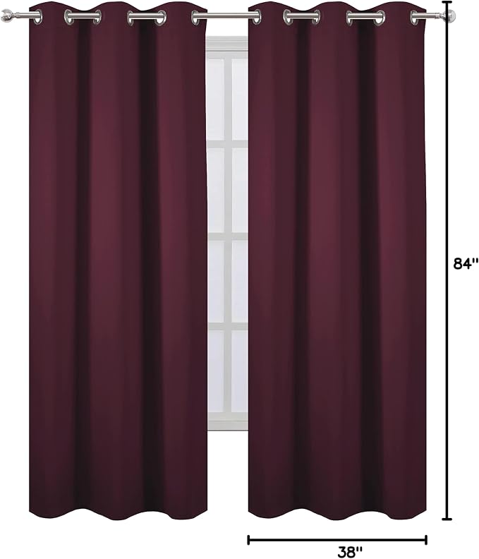 Burgundy Red Thermal Blackout Curtains/38 x 84 Inch/Set of 2 Panels Room - Image 10