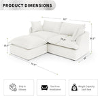 2 Seat with Ottoman L Shape Modular Sectional Couch Sofa - Image 2