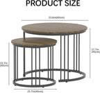Garden 4 you Nesting Coffee Table, 23.6" Round Coffee Table Set of 2, Wooden - Image 2