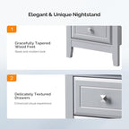 Bonnlo Gray Nightstand with 3 Drawers, Modern Night Stand - Image 4
