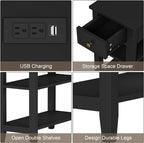 ChooChoo Narrow End Table with Charging Station, Side Table Living Room with - Image 6