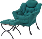 MBOOYOME Lazy Chair with Folding Ottoman, Modern Accent Armchair with Armrests by MBOOYOME