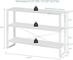 HCHQHS Bookshelf, 3-Tier Industrial Bookcase, Freestanding Horizontal - Image 3