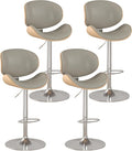 KCC Bar Stools Set of 4, Swivel Adjustable Height Barstools, PU Leather by KCC