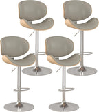 KCC Bar Stools Set of 4, Swivel Adjustable Height Barstools, PU Leather by KCC