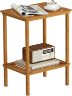 2-Tier Small Side Table, Narrow Entryway Table, Bedside End Table, Bamboo Night - Image 9
