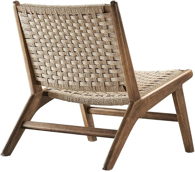 Modway Saoirse Woven Rope Wood Accent Lounge Chair in Walnut Natural - Image 6