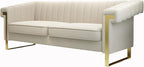 Mid-Century Modern Beige Velvet Sofa - Image 8