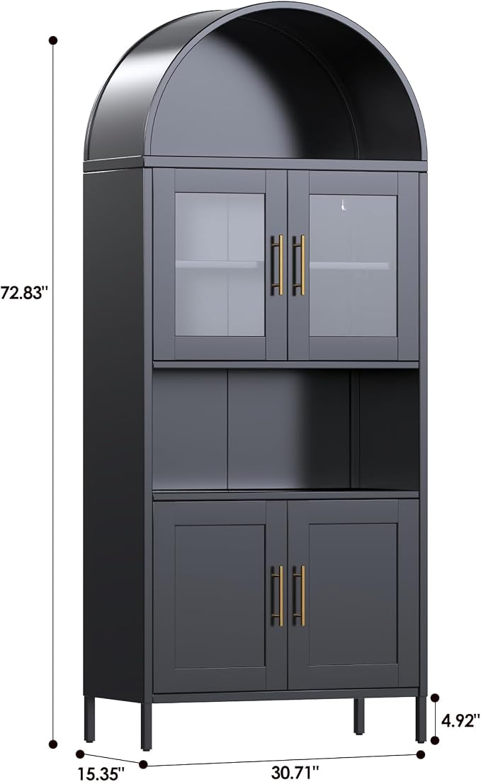VEXPOR 73" Tall Arched Kitchen Pantry Cabinet - Image 2