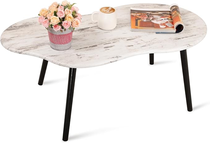 Small Coffee Table Cloud Shape Coffee Tables Unique White Wood Grain Tabletop by FEUFOAM