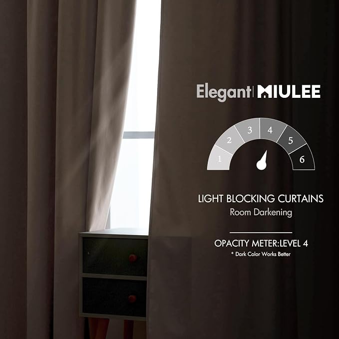 MIULEE Velvet Curtains 52x84 inches 2 Panels Cream Beige Blackout Curtains | - Image 5