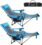Reclining Camping Chair with Removable Footrest Lounge Chair with Headrest - Image 9