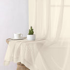 Cream Sheer Curtains 96 Inches Long 2 Panels, Elegant Light Filtering Voile - Image 4