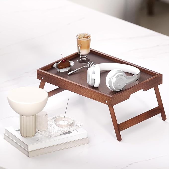 Fibogollo 2 Pack Bamboo Bed Tray Table - Image 5