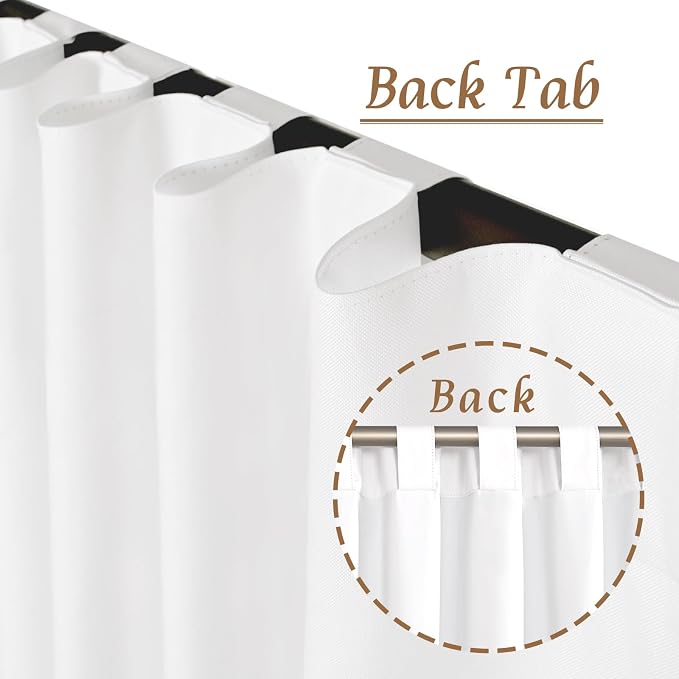 White 100% Blackout Linen Bedroom Curtains 72 Inches 2 Panels | Neutral Curtains - Image 8