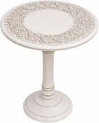 Antique White Round Coffee Table – 18x22 Wood Accent Side Table by TheWoodenTown