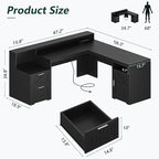 YOMILUVE 63" Farmhouse L Shaped Desk - Image 2