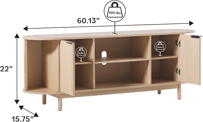Walker Edison Modern Curved Reeded TV Stand - Image 2