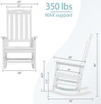 Psilvam Oversized Outdoor Rocking Chair Set of 2, HDPE Porch Rocker - Image 3
