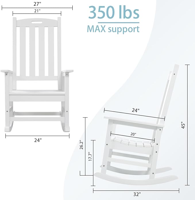 Psilvam Oversized Outdoor Rocking Chair, - Image 3