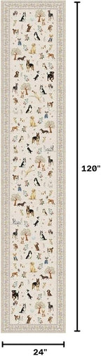 Beige Floral Hallway Runner Rug 2x10 - Image 2