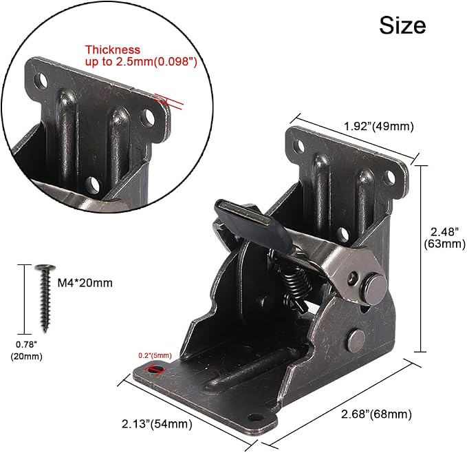 4 Pack Folding Brackets for Table Bed Leg Feet, Self-Lock Hinge Hardware - Image 2