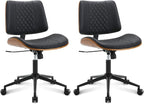 Home Office Chair No Arms with Wheels, Adjustable Height Small Desk Chair by BERYTH