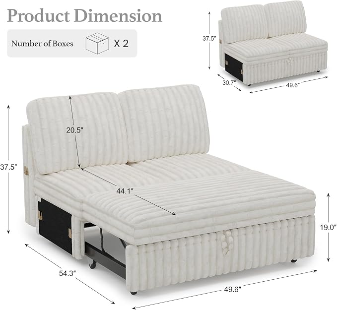 Belffin Corduroy Sleeper Sofa - Image 2