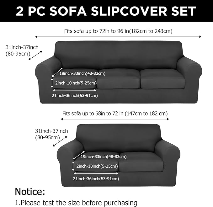HunnmingRe Sofa Covers for 3 Cushion Couch Stretch Sofa and Loveseat Covers Set - Image 2