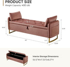 65" End of Bed Storage Bench, Modern Storage Benches - Image 2